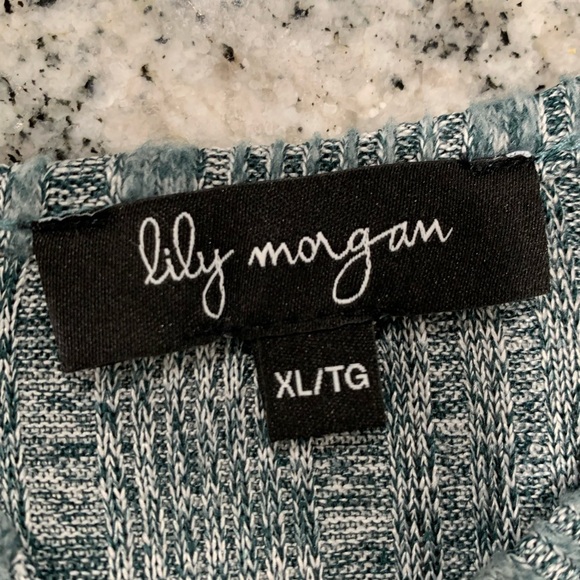 Lilly Morgan, size XL, tie at the bottom, greenishblue and white with pinstripes - Picture 2 of 10